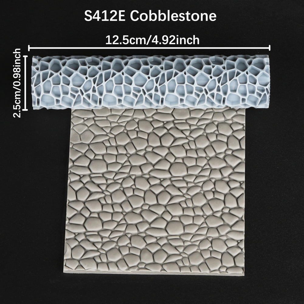 AUSPDICE Terrain Texture Roller cobblestone pattern close-up with rugged surface detail.