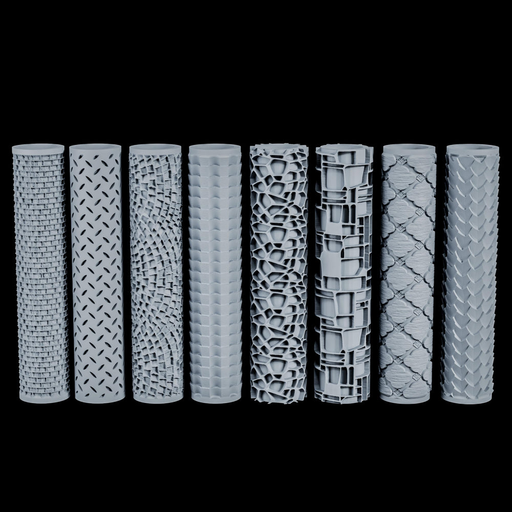 AUSPDICE Terrain Texture Roller for polymer clay work with cobblestone effects.