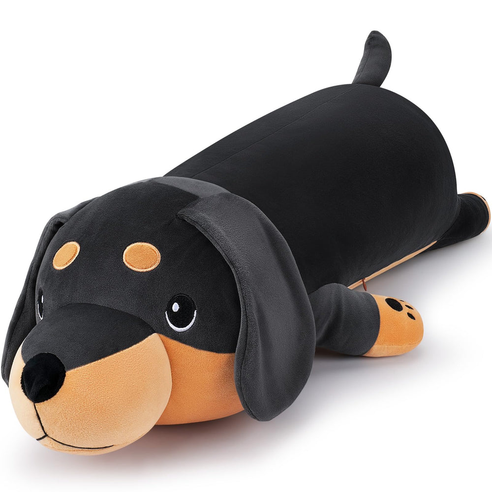 Auspicious Beginning 30-inch dachshund plush front view for comforting hugs.