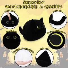 Auspicious Beginning black cat plush eye detail adds cute Halloween charm