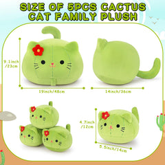 Auspicious Beginning cactus cat plush baby kittens four-piece set for playful companionship.