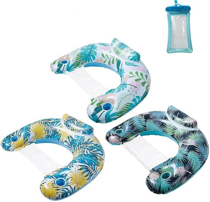 Auspicious Rain cup-holders-headrest pool float provides drink access and neck support
