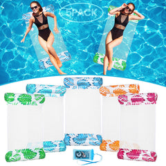 Auspicious Rain leaf-pattern hammock pool float for relaxed lounging in sun.