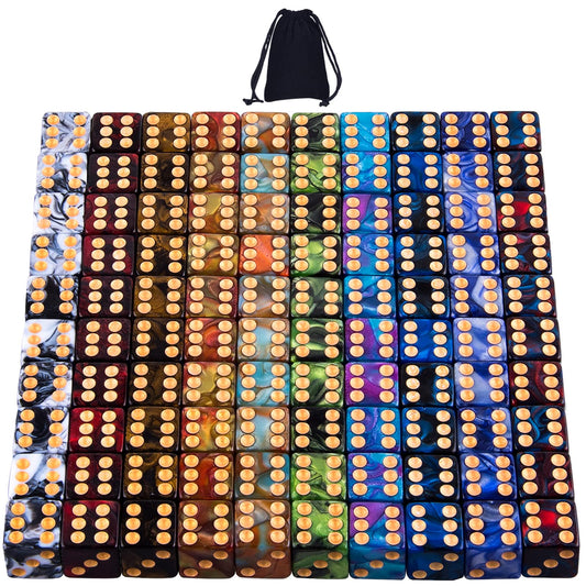 AUSTOR 100-piece red-black two-tone dice with gold pips for versatile board games.