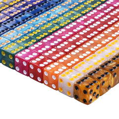 Close-up of 16mm square-corner dice from AUSTOR for clear results.
