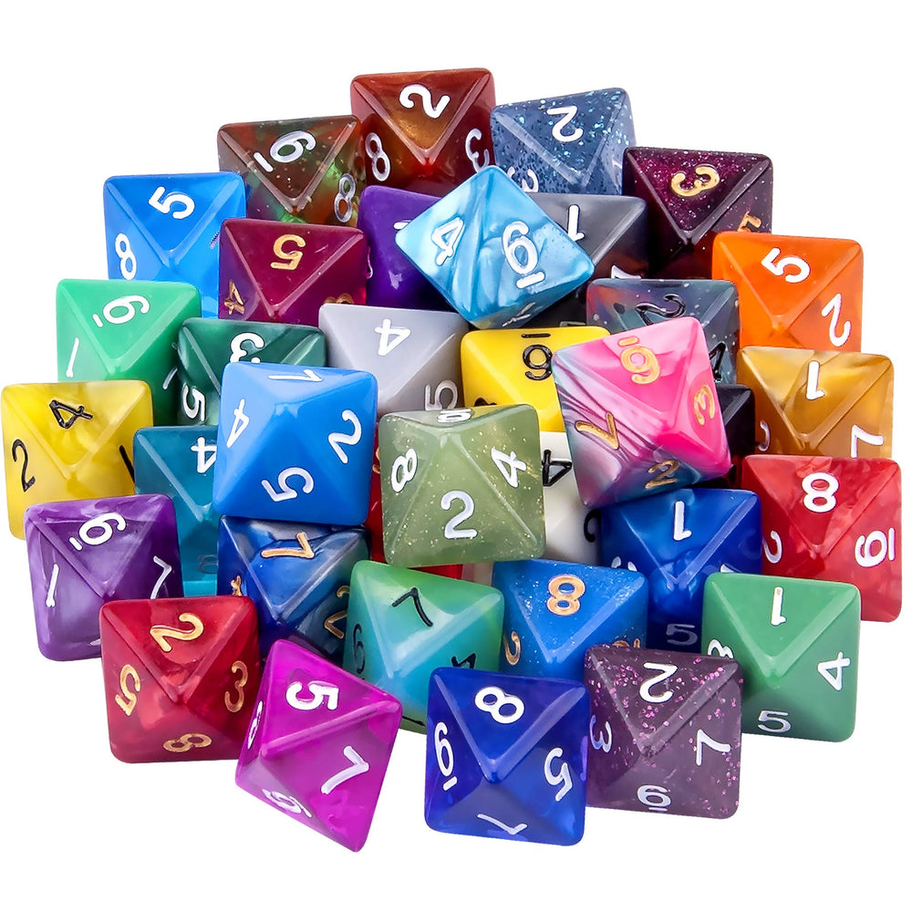 AUSTOR 35-piece D8 dice set in mixed colors for RPG sessions.