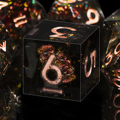 AUSTOR 7-Die DND dice set in black-red-copper, eye-catching for tabletop play