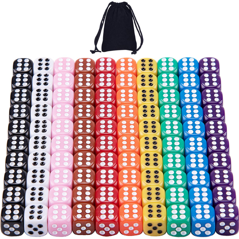 AUSTOR 100-piece dice set in vibrant multi-color arrangement for versatile games