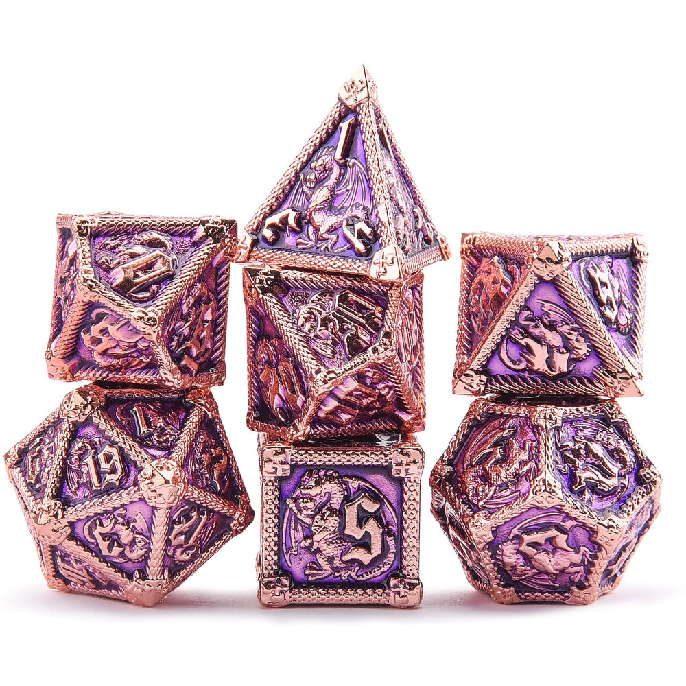 AUSTOR dragon-design metal dice showing craftsmanship and motif
