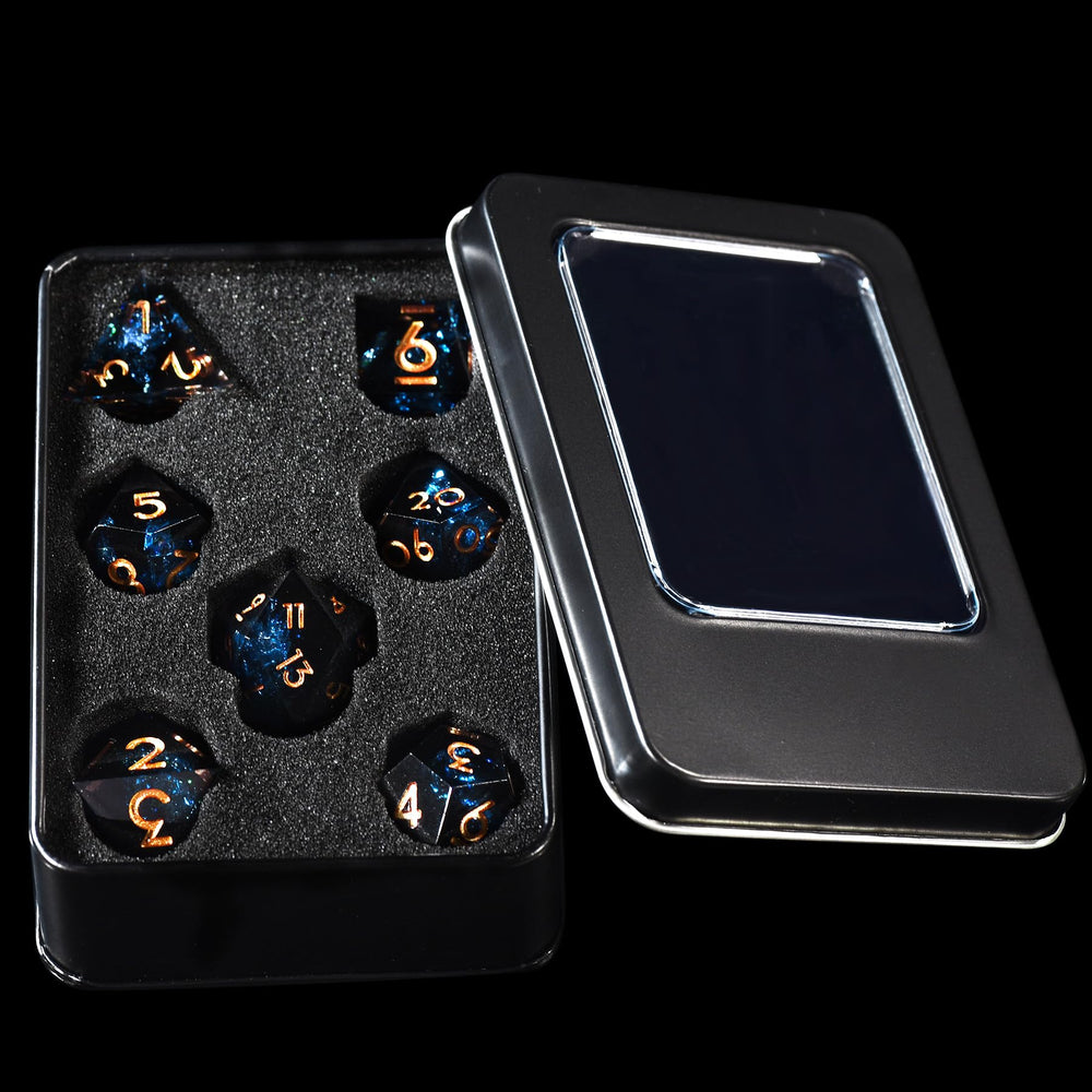 Foam-lined storage box keeps AUSTOR dice safe and display-ready