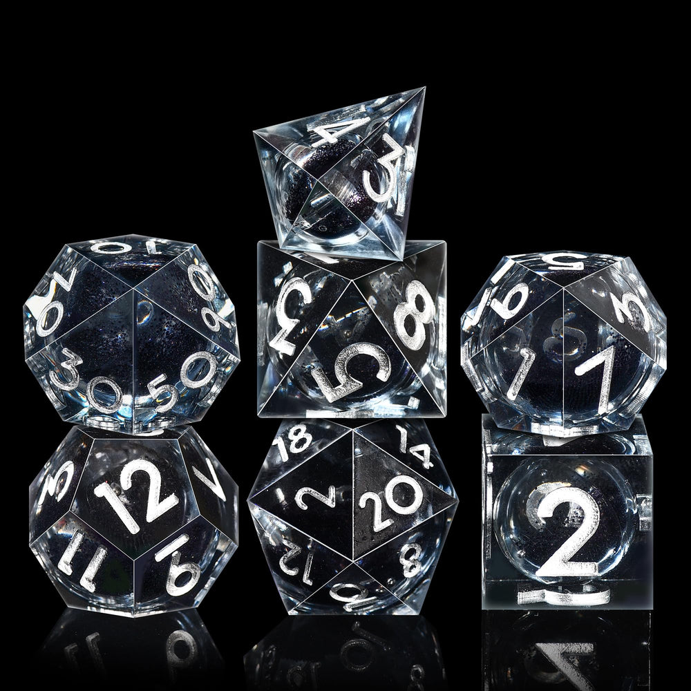 AUSTOR dice with quicksand core visible during roll