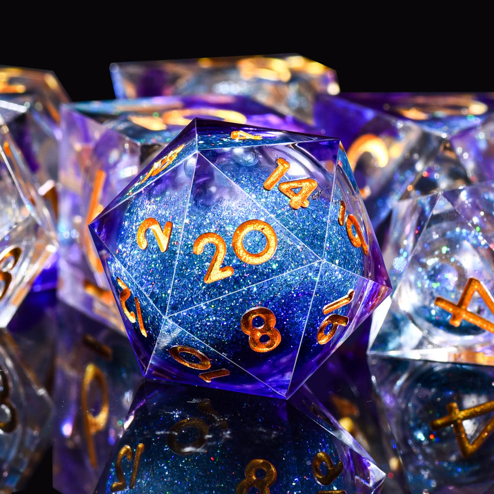 AUSTOR violet and blue resin dice highlight handmade artistry and style