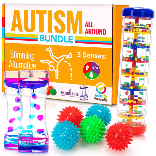 Autism & Prosperity rainmaker stimulus toy for gentle auditory engagement.