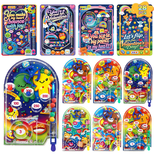 AUUGUU 28 Valentines pinball cards for classroom exchanges