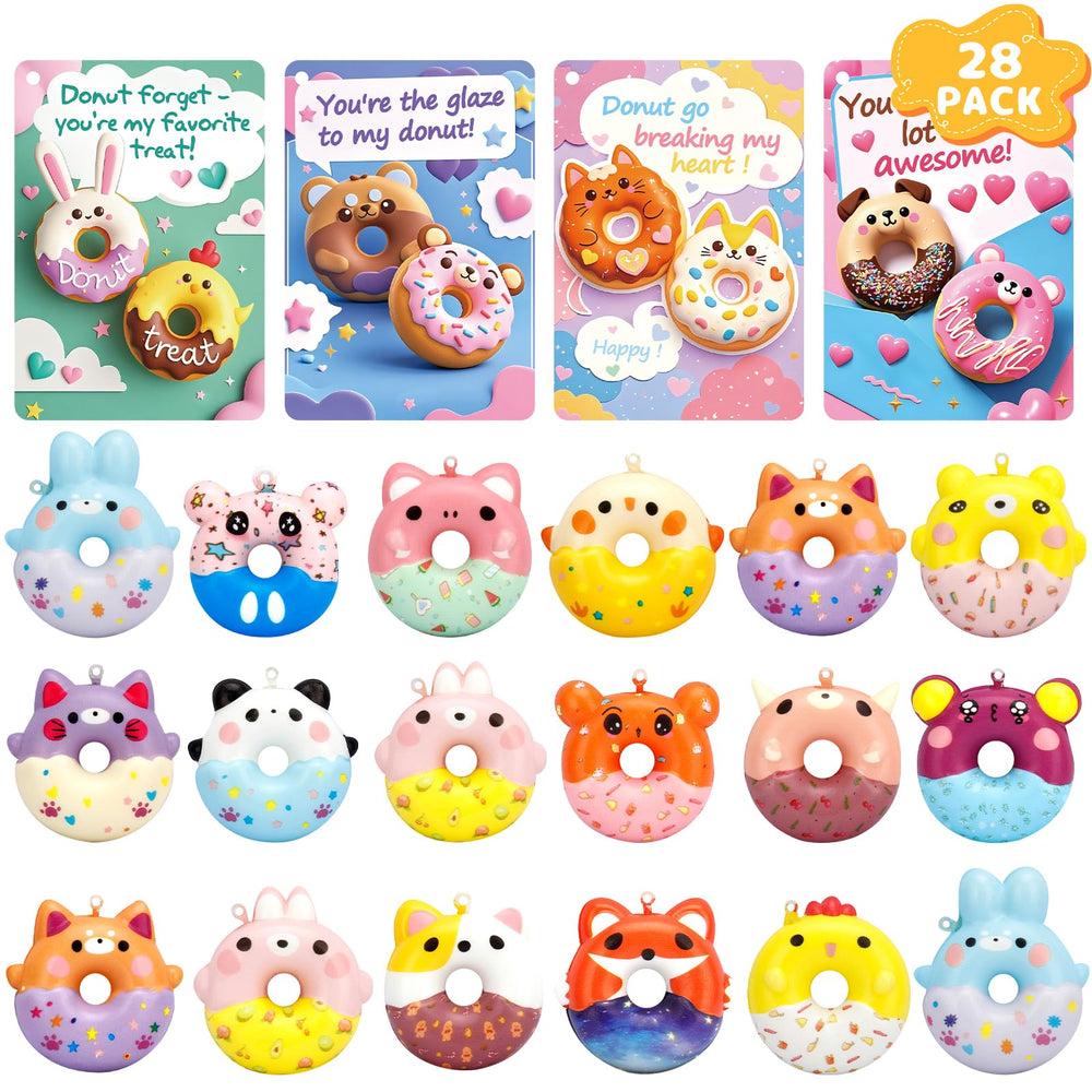 AUUGUU donut squishy toy card front, a delightful classroom gift idea.