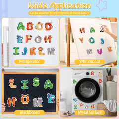 Auzesto giraffe alphabet magnet supports memory through themed letters.