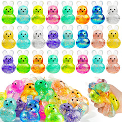 AUZXMCN Easter squishy bunny stress ball held in hand for quick stress relief and focus.