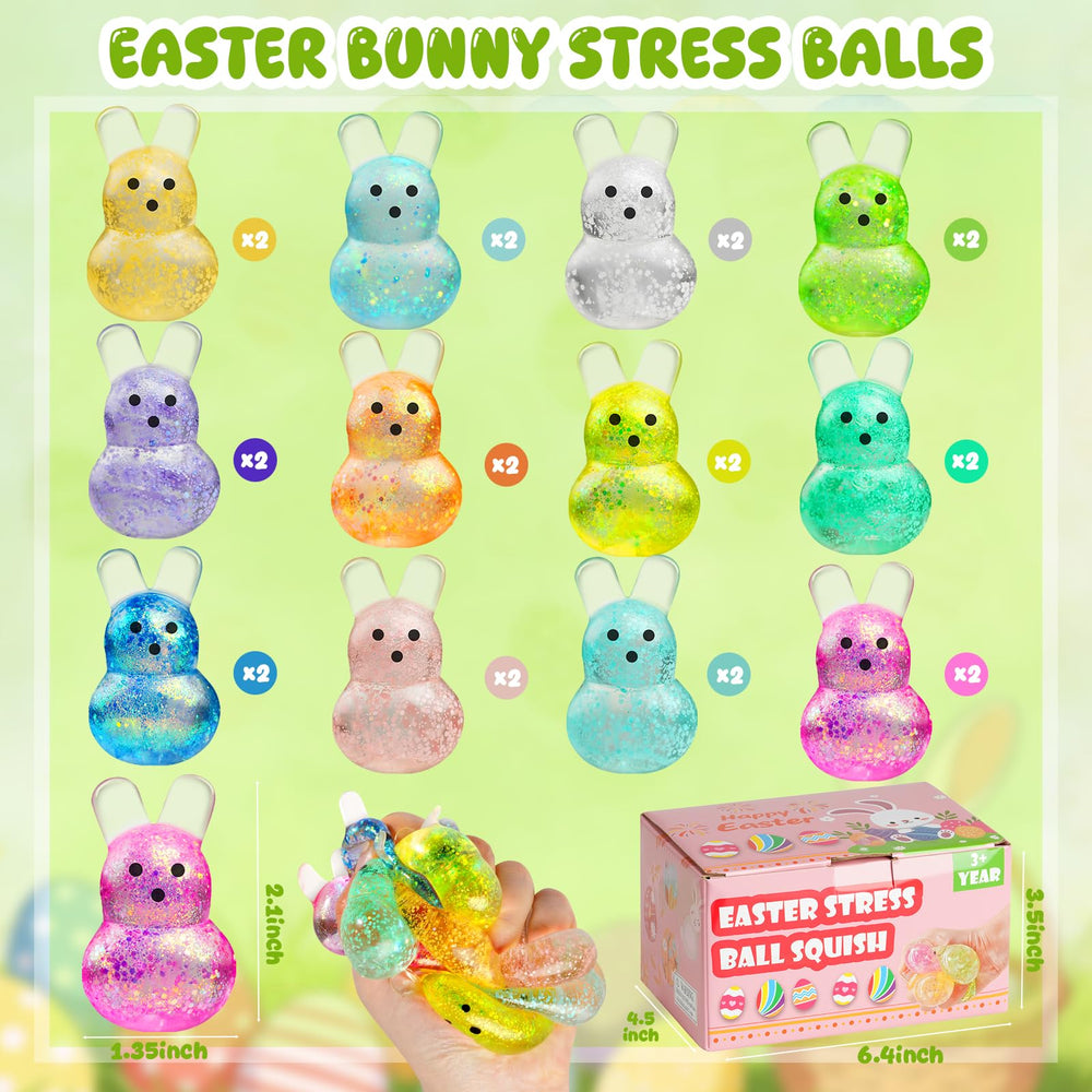 AUZXMCN Bunny stress ball with bright colors boosts Easter gift excitement.