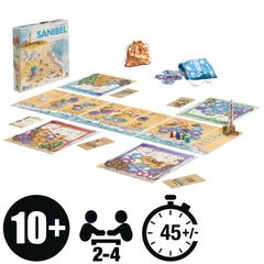 Avalon Hill Sanibel lighthouse standee on a colorful gameboard.
