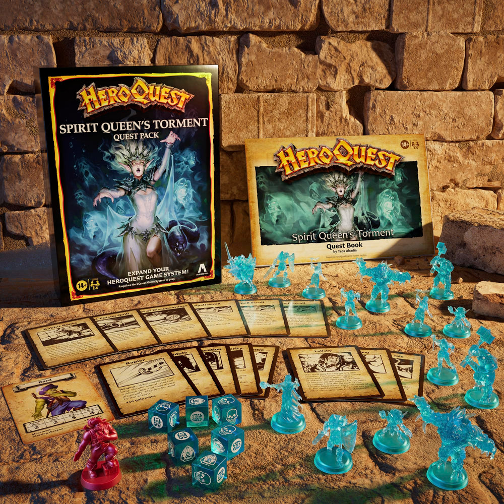 Avalon Hill Spirit Queen's Torment card set art depicts perilous quests.