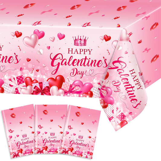 Avezano galentines tablecloth with heart print protects surfaces with festive charm.