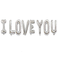 AVMBC I Love You foil balloon in silver adds festive shine for weddings and anniversaries.