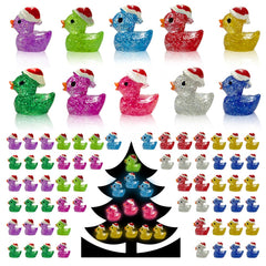 AWEELON Christmas glitter resin ducks for fairy gardens and dollhouses
