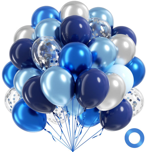 Awenztech blue and silver balloons set for graduation or wedding backdrops.