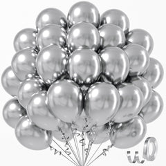 Awenztech metallic silver balloons 12 inch for elegant graduation and wedding decor