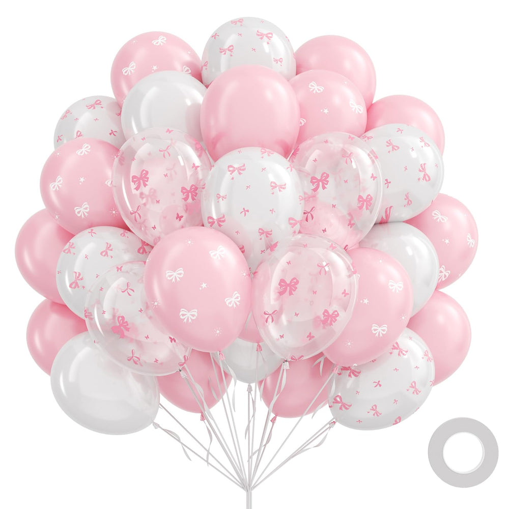 awenztech pink bow balloons 12inch set for elegant wedding and party decor.