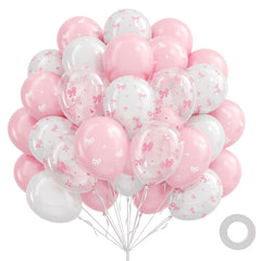 awenztech pink bow balloons 12inch set for elegant wedding and party decor.