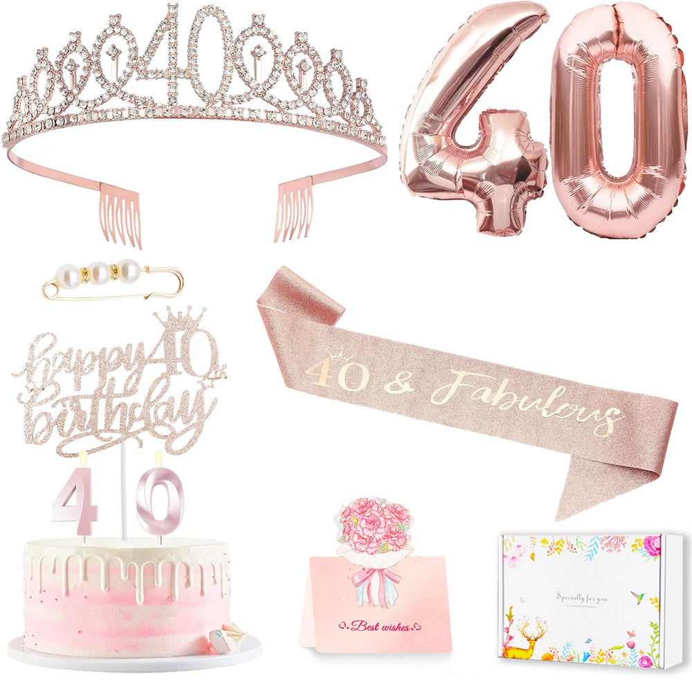 Awfrky 40th birthday rose gold crown, ideal for festive photos.