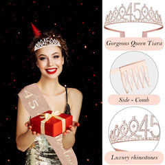Awfrky 45th sash in glitter fabric with foil lettering for celebration