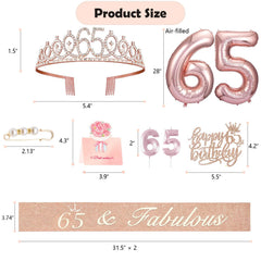 Awfrky glitter 65th sash with adjustable length secures a comfortable fit.