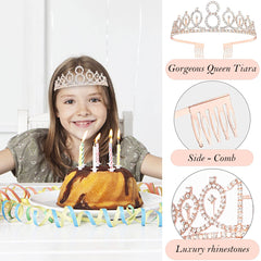 Awfrky Happy 8th Birthday cake topper in rose gold for cakes