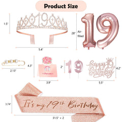 Awfrky It’s my 19th birthday sash sparkling with glitter and adjustable length.