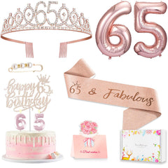 Awfrky rose gold 65th crown shines for elegant party photos.