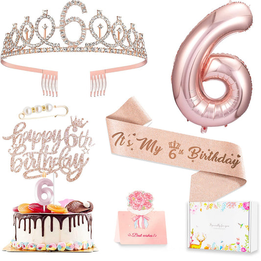 Awfrky rose gold tiara crown for a sparkling birthday moment.
