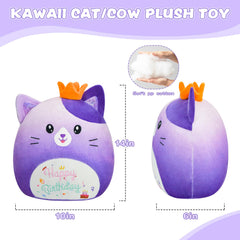 AWNOGKUE 14-inch cat plush as room decor in bedrooms or living spaces.