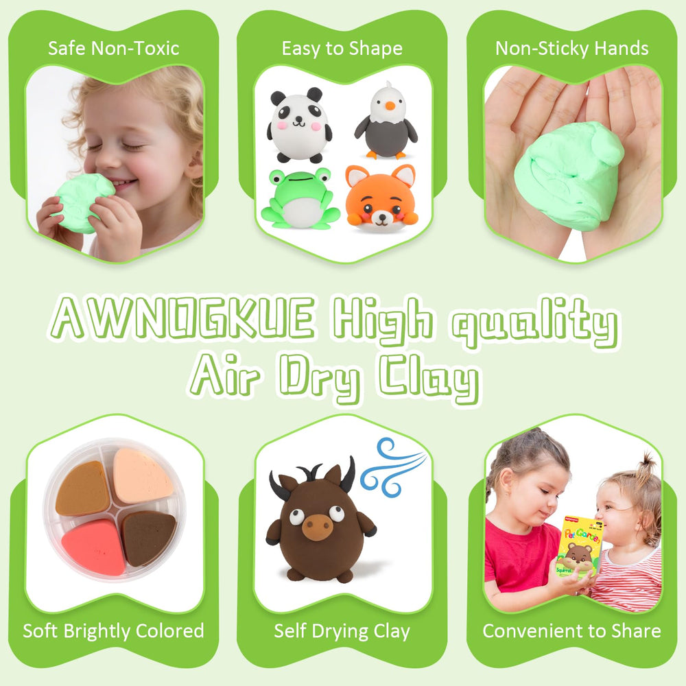 AWNOGKUE safe non-toxic clay with EN71 ASTM D-4236 certifications for safe crafting.