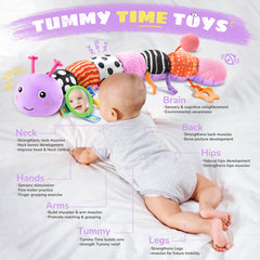 AWOTOY caterpillar mirror feature supports visual tracking during tummy time