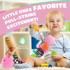 AWOTOY Caterpillar pull-string toy encourages reach and grasp during playtime
