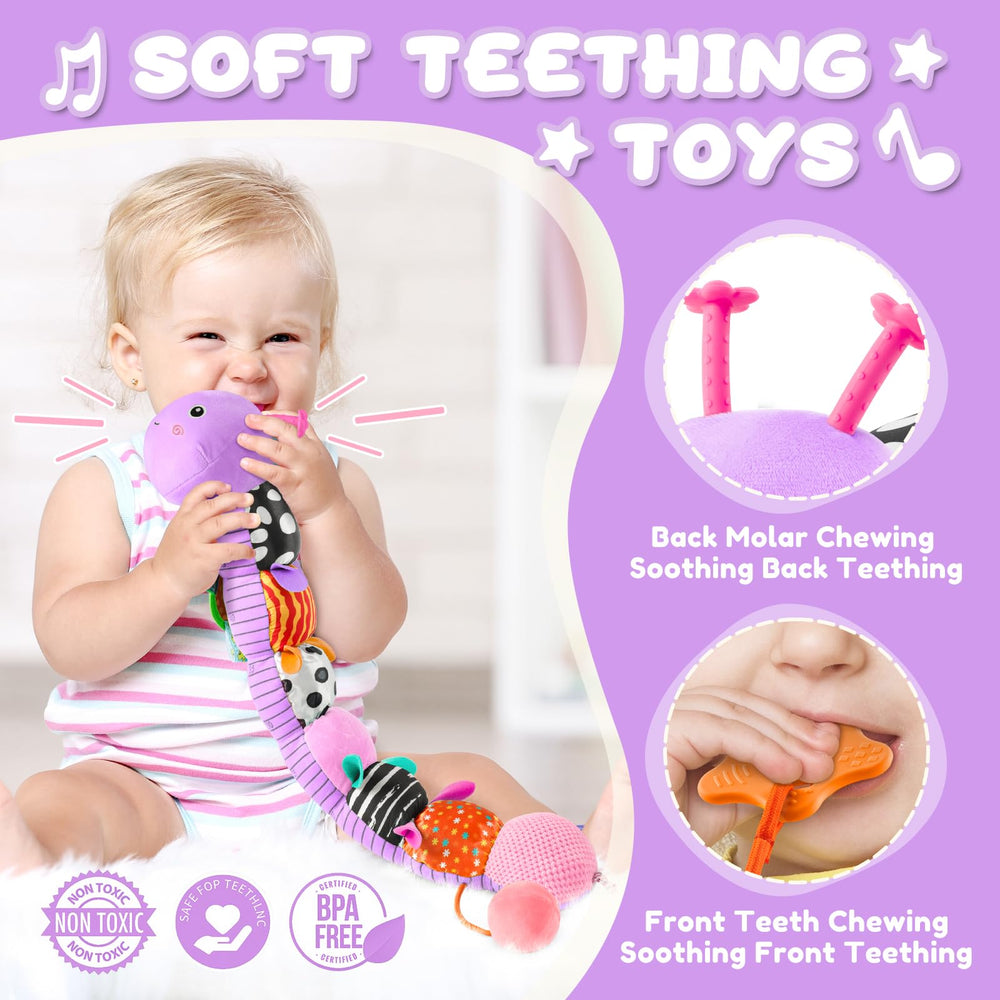 AWOTOY caterpillar pull-string stimulates fine motor skills and coordination.