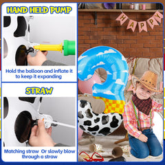 AXBMM Number 3 farm theme balloon with cow spots, perfect for farm celebrations