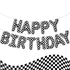 AXBMM Racing Cars Banner letters display bold colors for a festive birthday backdrop.