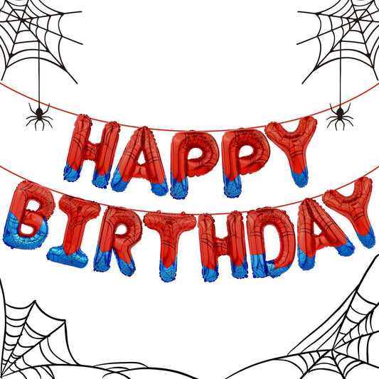 AXBMM spider banner letters form a bold birthday backdrop for celebrations
