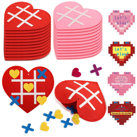 Axcoix heart-design Tic Tac Toe boards for classroom Valentine play and learning