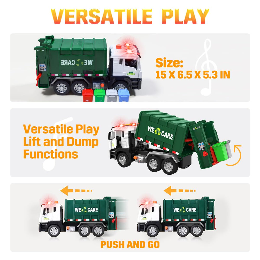AXWATDEI friction-powered toy truck offers smooth action and imaginative city-cleanup play