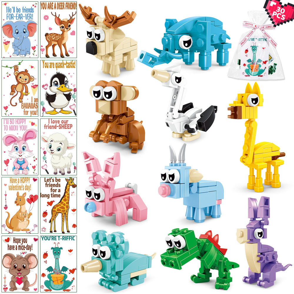AYGXU valentines blocks package with bright animals for classroom gifts.