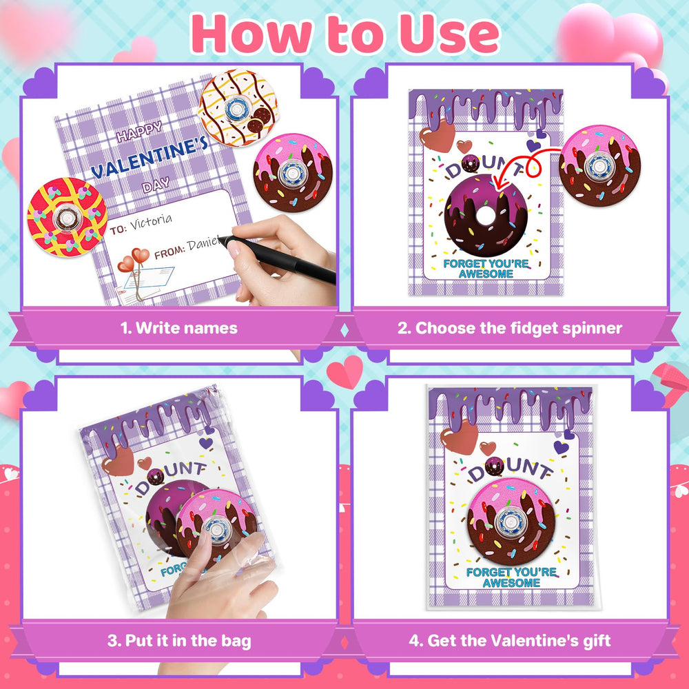 AyiOwmpa donut themed Valentines cards showing bright art for class sharing.